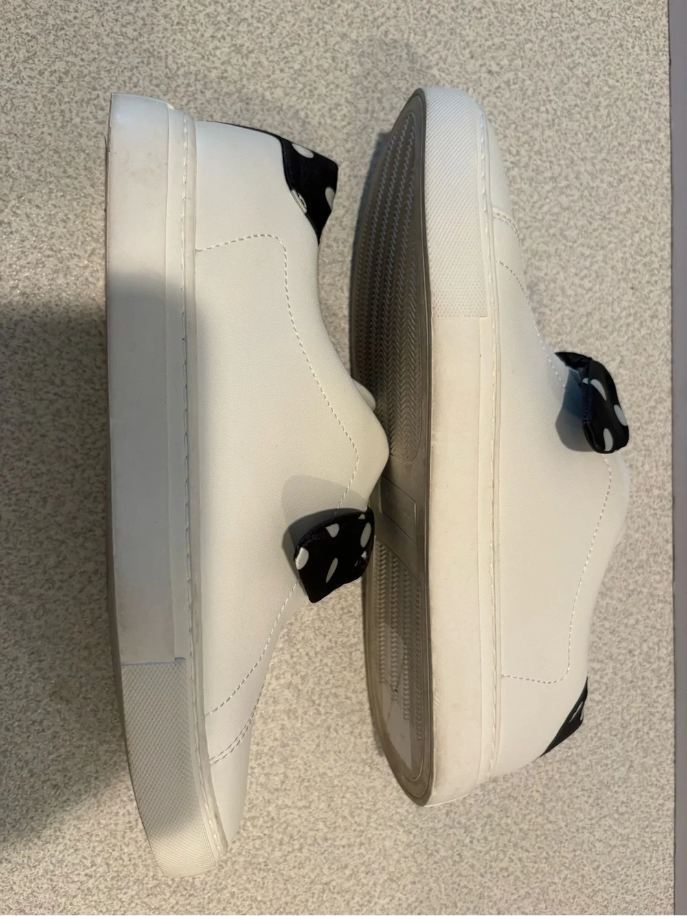 Kate Spade White Women's Slip-On Sneakers with Polka Dot Bow 7.5